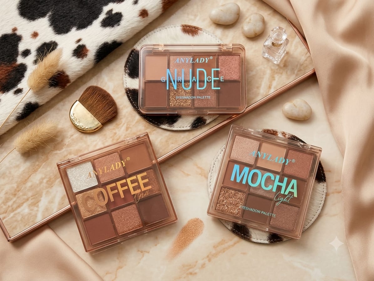 ANYLADY 9-Color Nude, Coffee & Mocha Light Eyeshadow Palette Trio Set