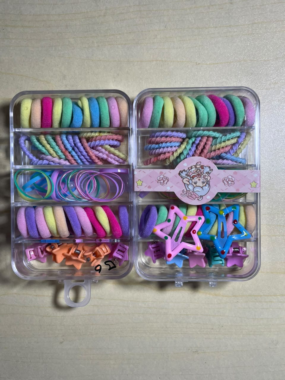65-Piece Pastel Kids Hair Accessory Box Set - Cute Hair Bands, Star Clips & Scrunchies Kit for Girls