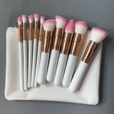 10-Piece Professional Kabuki Makeup Brush Set with Travel Pouch