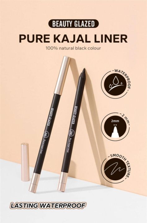 Beauty Glazed Pure Black Kajal Eyeliner Pencil - Thumbnail 3