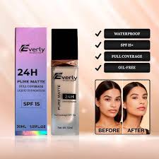 Everly Beauties 24H Pure Matte Full Coverage Liquid Foundation SPF 15 (30ml) - Thumbnail 2