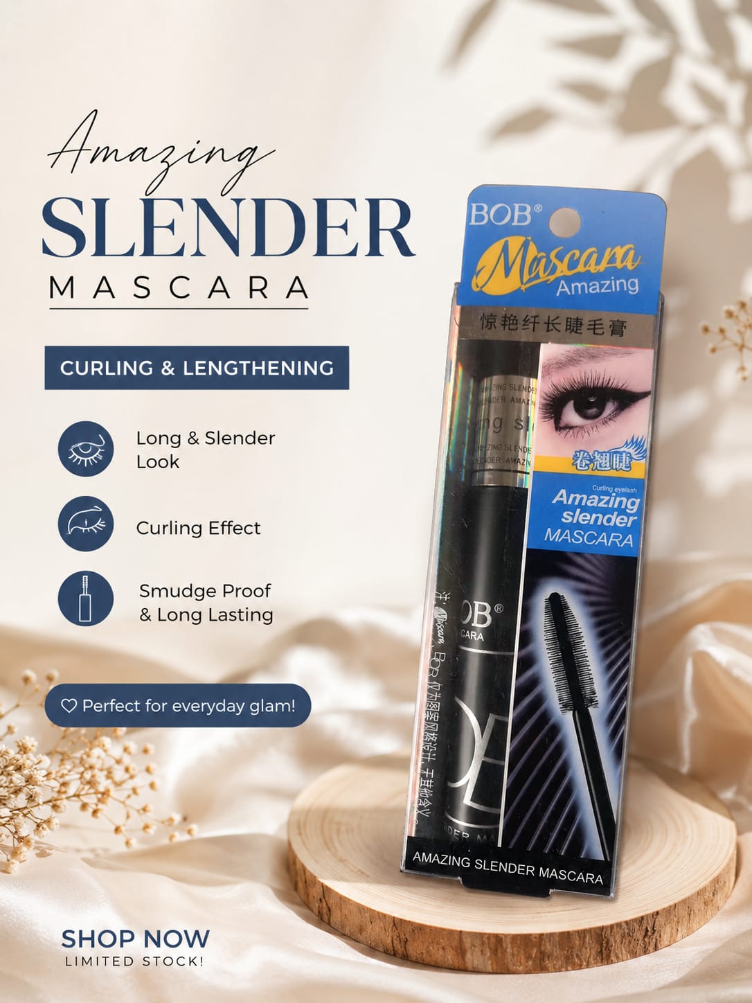 BOB Amazing Slender Curling & Lengthening Mascara - Black (8g) - Thumbnail 2